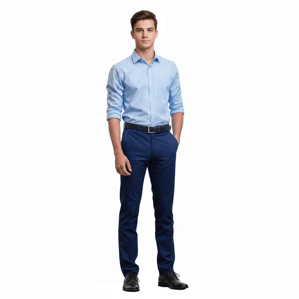 Straight Fit Formal Blue School Uniform Pant