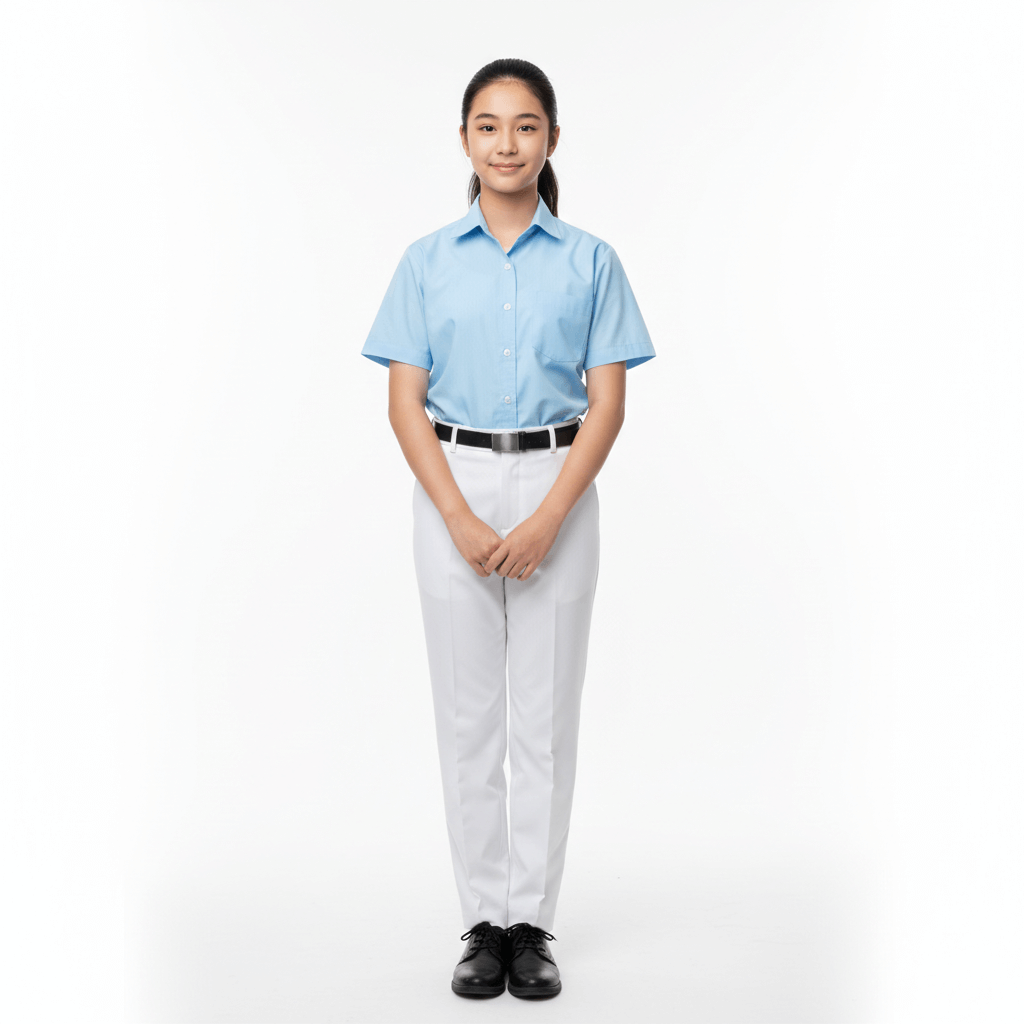 Girls White School Uniform Pant