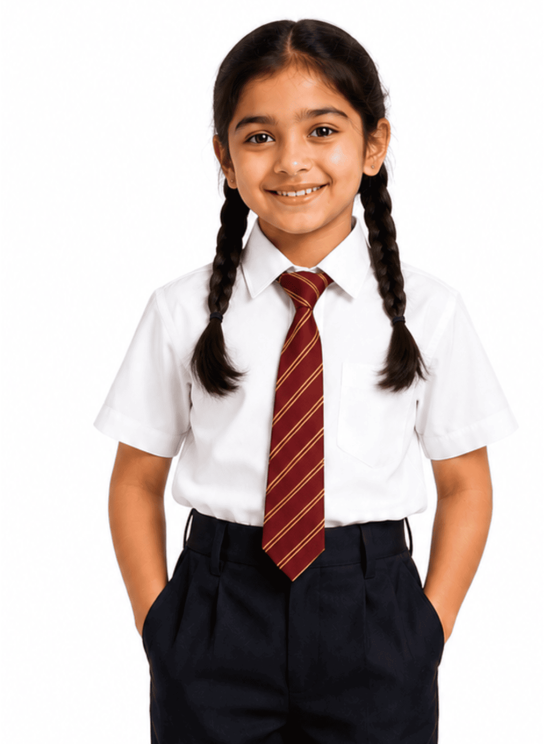 White School Uniform Shirt for Class 4 Girls